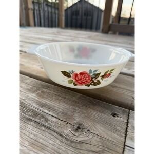 Vintage JAJ Pyrex Cottage Rose Casserole Dish #509 Made in England 8"